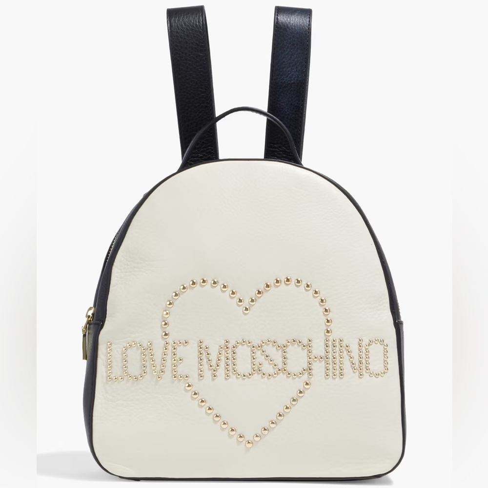LOVE MOSCHINO Studded two-tone pebbled-leather backpack